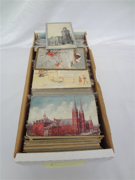 800-1000 Postcards: Mostly US Views, Topical Early Borders 