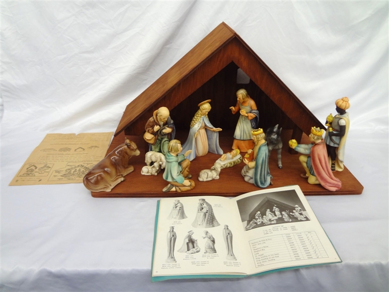 (12) Piece Goebel Hummel Nativity Set With Wood Display
