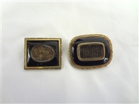 (2) Victorian Mourning Hair Brooches Heavy Gold Filled