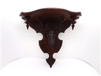 Black Forest Walnut What Not Shelf With Detail Carving of Deer Head