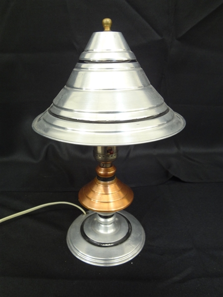 1930s Depression Era Spun Aluminum Table Lamp