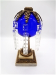 Cobalt Glass Marble Base Oil Lamp With Prisms