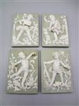 Set of Four Porcelain Putti "Four Seasons" Tiles
