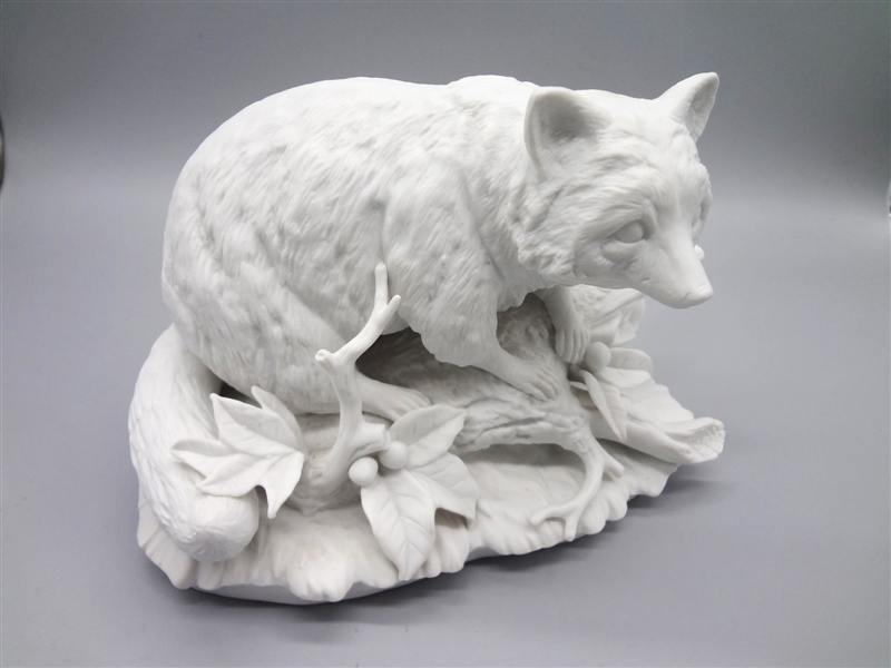 Raccoon Unglazed Bisque Porcelain Figurine