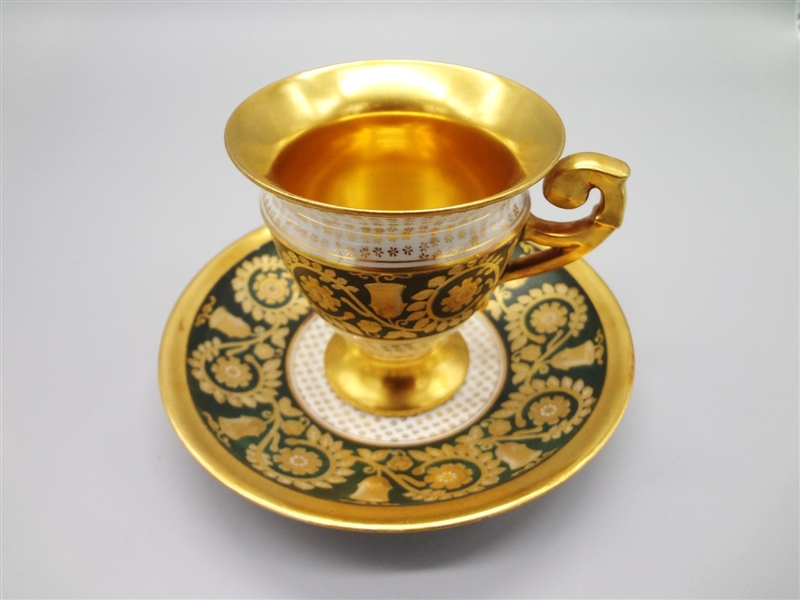 T & V Limoges Gold Wash Tea Cup and Saucer