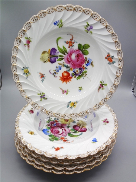 (5) French Floral Hand Painted Bowls 