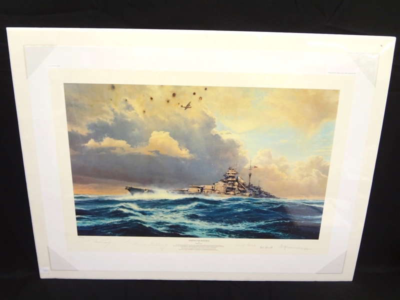 Robert Taylor Lithograph "Sighting the Bismarck" Signed by Artist and (4) Crew