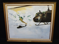 David Lewis Original Oil Painting "Escort" Vietnam From 1992.