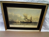 Hand Colored Engraving "Meeting of the English and French Fleet" 1854 Day & Son Lith