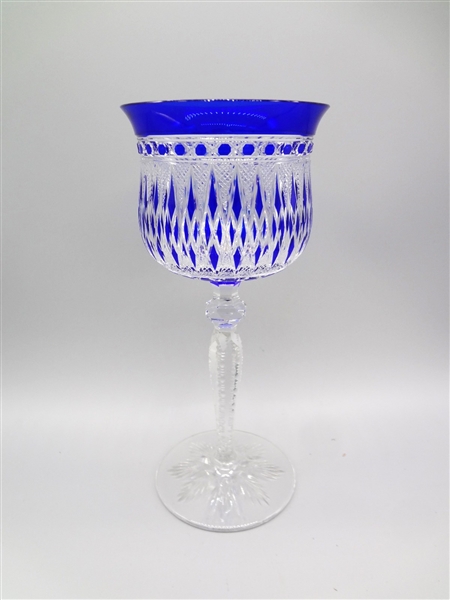 Cobalt Cut to Clear Glass Chalice