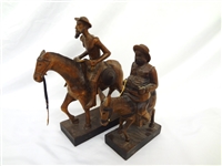 Ouro Artesania Spain Wood Carved Figurines on Horseback
