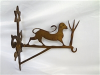 Early Brass Hand Wrought Dog Figure Wall Hook