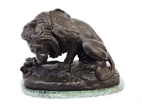 After Antoine Louis Barye Bronze "Lion With a Snake" 