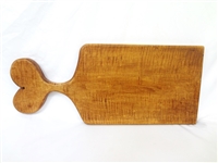 Large Primitive Tiger Maple Heart Handle Cutting Board