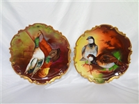 Pair Hand Painted Coronet Limoges Game Charger Plaques