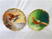 Pair Hand Painted Limoges Game Charger Plaques