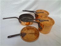 (4) Walter J. Buzzini Lidded Copper Pots