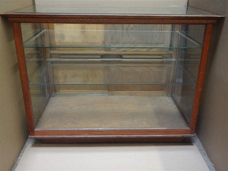 Primitive Country Store Locking Oak Display Cabinet 