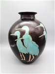 Manuel Adanaque Peruvian Terracotta Vase With Birds