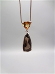 Sterling Silver Necklace with Drop Pendant of Smoky Topaz and Citrine