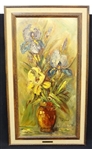 Leo Ritter "Still life Irises in Vase" Original Oil on Canvas