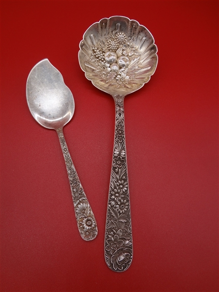 Kirk and Son Repousse Serving Spoon and Jelly Server