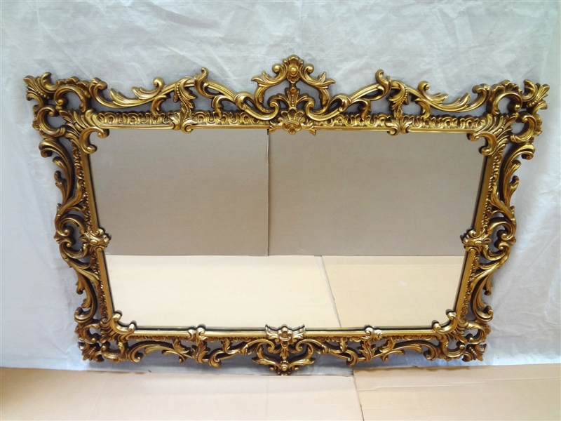 Oversize Ornate Wood Gilt Hallway Mirror