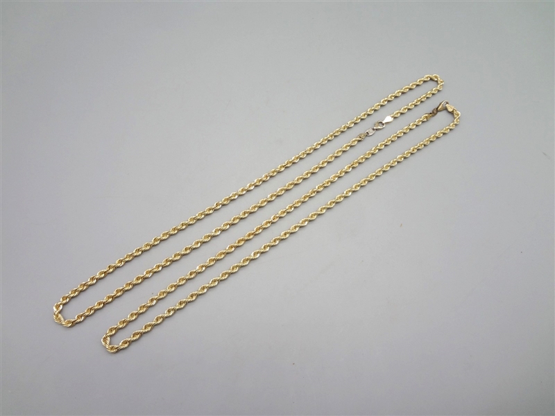 (2) Gold Plated Sterling Silver Rope Necklaces