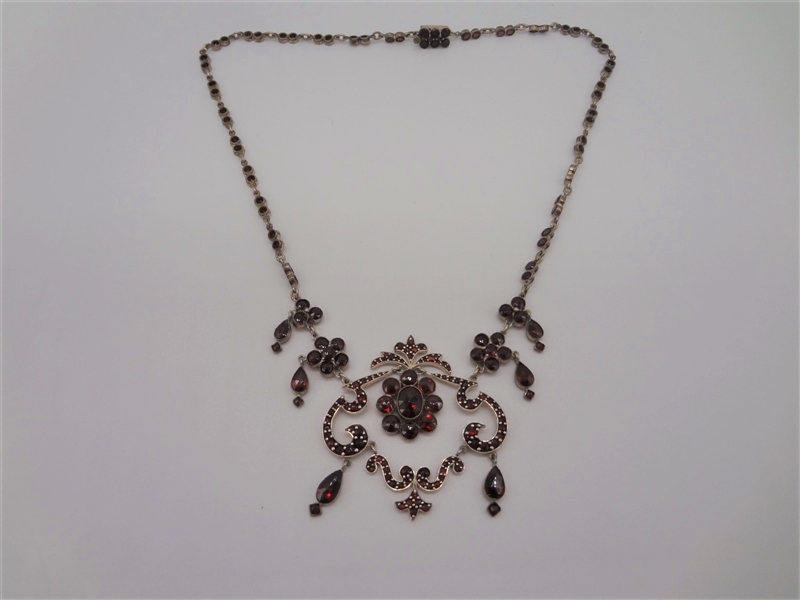 Bohemian Sterling Silver Garnet Necklace