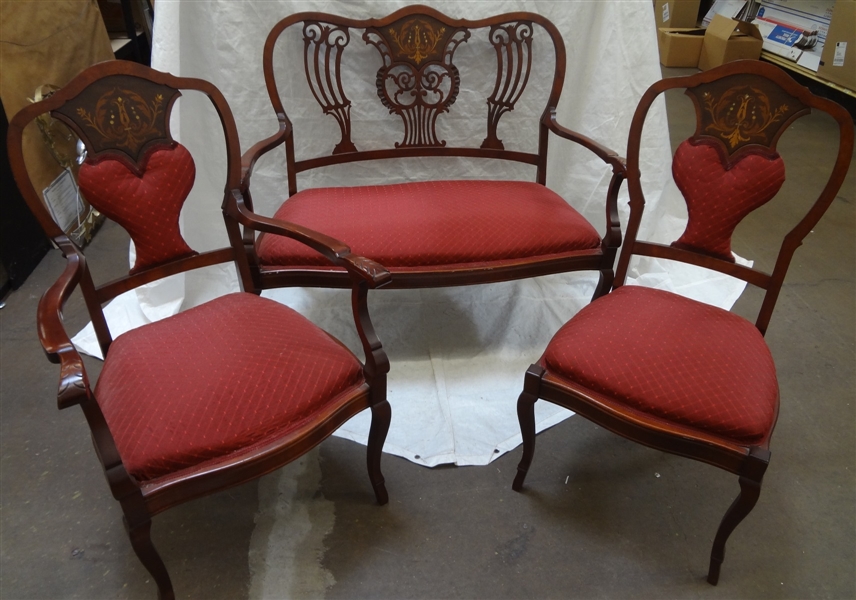 (3) Piece Sitting Room Set: Settee, Arm Chair and Side Chair.