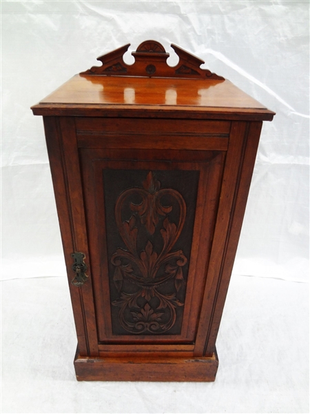 Hand Carved Panel Front One Door Cabinet
