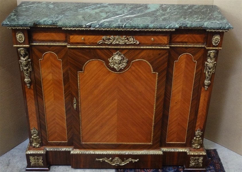 French Green Marble Top Broken Front Server