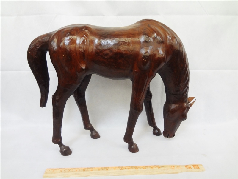 Folk Art Leather Stuffed Horse