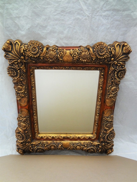 Large Heavily Elaborate Gilt Frame Room Mirror