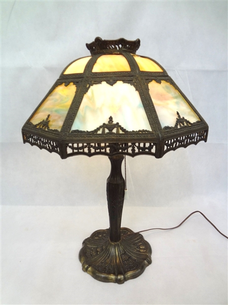 Sixteen Panel Slag Glass Table lamp