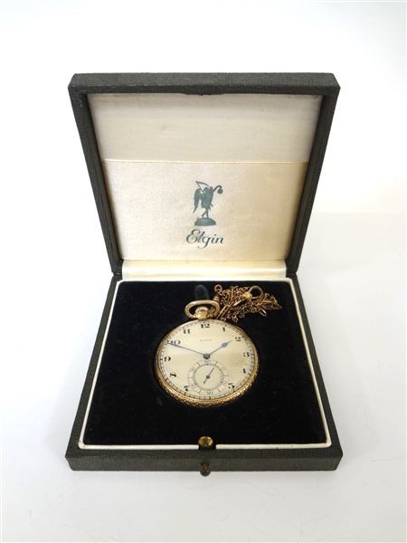 Elgin Gold Filled Grade 384 Pocket Watch in Original Case Circa 1921