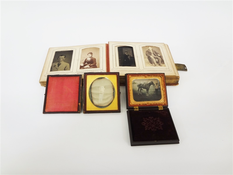 Group of Tin Types and Photo Album With Cabinet Cards and Tin Types.