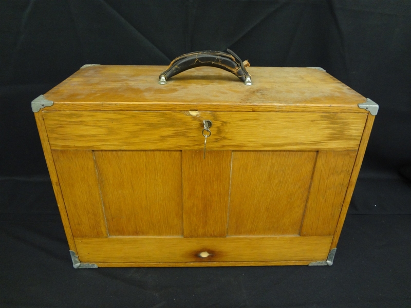 Oak Machinist Tool Box With Locking Front