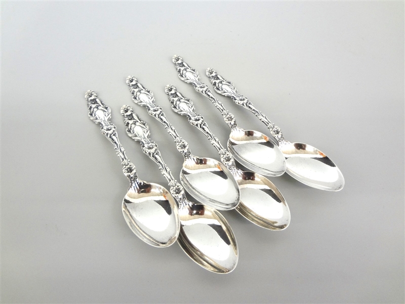 (6) Whiting Sterling Silver "Lily" Pattern Tea Spoons
