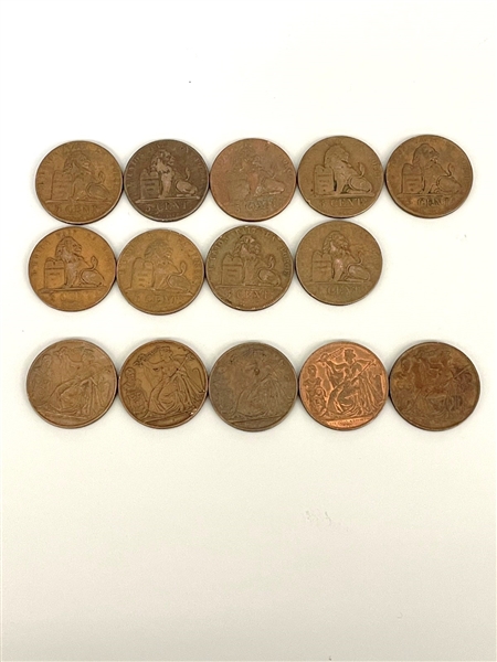 (14) Belgium 5 Centimes Coins