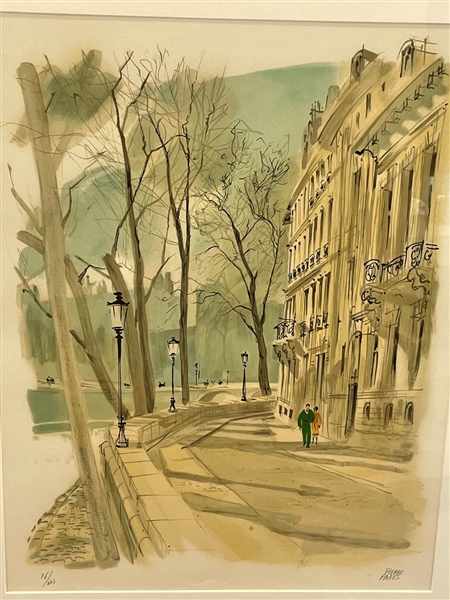 Pierre Pages "Le Quai dAnjou" Signed and Numbered Lithograph 