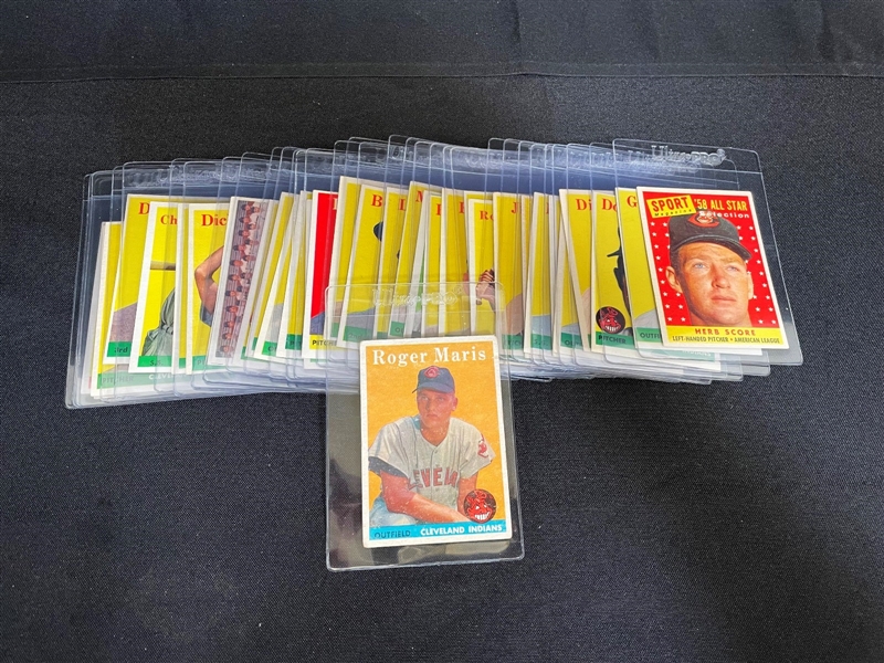 (33) 1958 Topps Baseball Cards Cleveland Indians Team Set With #47 Maris