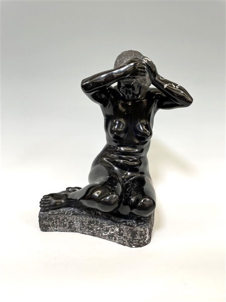 Felipe Castaneda (Mexico 1933-) "Mujer Peinandose" Original Marble Sculpture