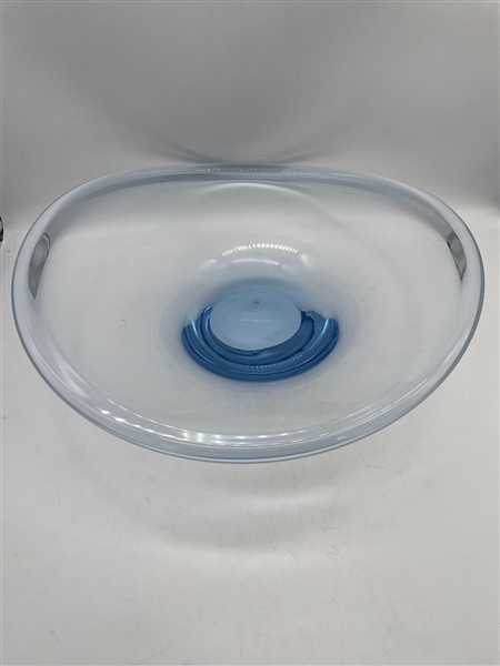 Holmegaard Danish Blue Art Glass Center Bowl 