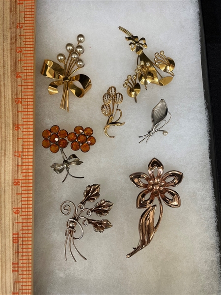 (7) Large Sterling Silver Brooches