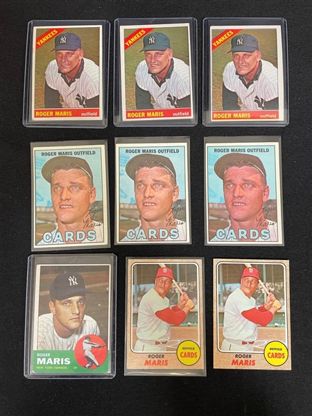 (9) Roger Maris Topps Baseball Cards