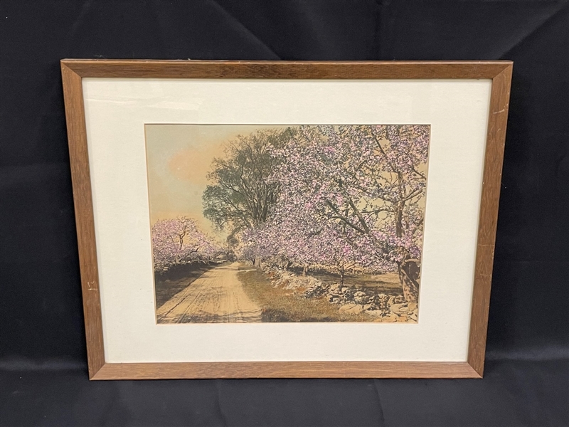 Large Wallace Nutting Framed Hand Colored Photograph "A May Procession"