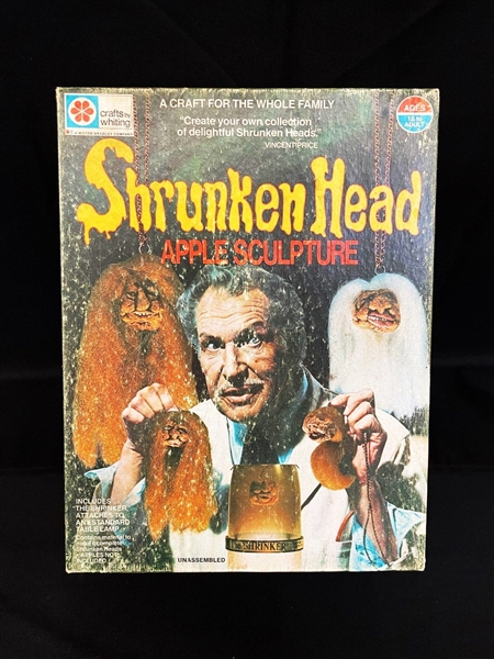 Milton Bradley Shrunken Head Apple Sculpture Game Vincent Price