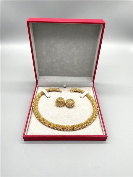 Ciner Gold Tone Costume Necklace and Earring Set