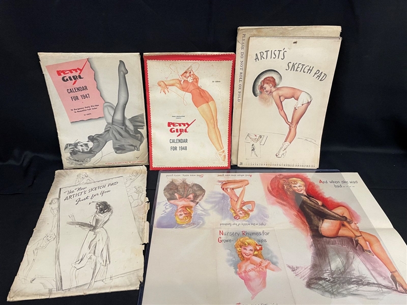 Group of Pin-Up Calendars and Greeting